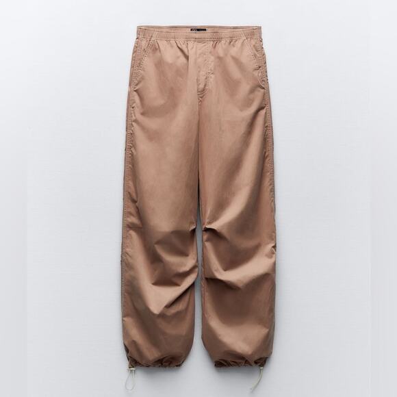 ZARA BLOGGER FAVORITE NYLON BLEND PARACHUTE PANTS - Picture 9 of 12